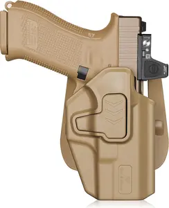 GUN & FLOWER OWB Holster Fits Glock 19/19X/45 OWB Holster,Glock 23/26/44 (Gen 3-6), Glock 32 (Gen 3-4), Ruger RXM, PSA Dagger Compact, Outside Waistband Carry, Index Finger Release, MOS Optic Ready, Right Hand Tan,Competition,IPSC ,dealsforyoudays