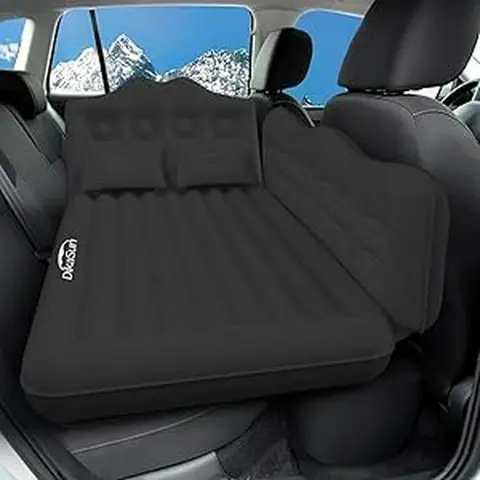 DikaSun Car Air Mattress - Waterproof Thick Flocking PVC Self Inflating Bed, Shock-Absorbent Travel Accessories with Filling Pump & 2 Pillows for Naps, Works for Camping & Road Trips, Outdoor Gear toolupgrade