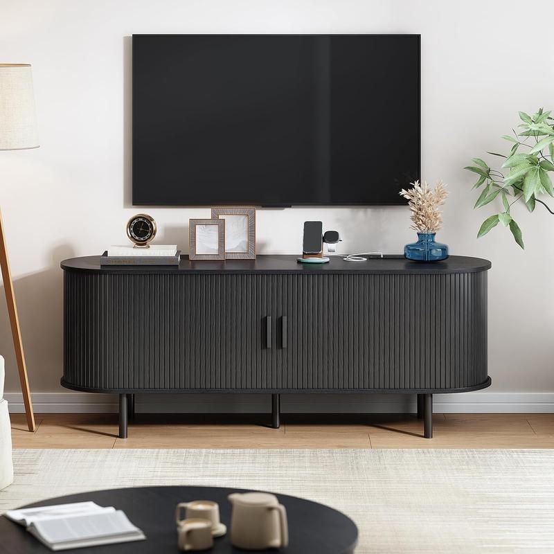 【Valentine's Day Gift】ONBRILL Modern Wood TV Stand with Storage and Shelves to Fit up to 80" TVs, Living Room Furniture