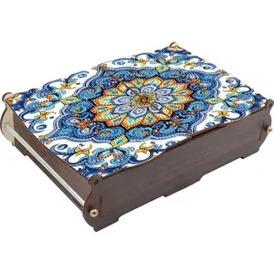 DIY Diamond Art Wooden Box Diamond Painting Wooden Storage Box DIY 5D Craft Jewelry Box for Jewelry & Crafts Organization