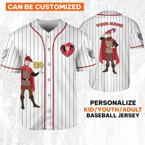 Personalize   Sleeping Beauty Prince Phillip White Jersey  Custom Kid Youth Adult Baseball Jersey  Custom   Birthday Gift