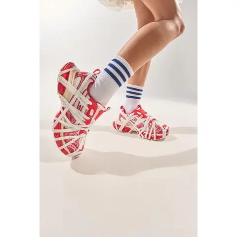 AZALEA WANG SELIE RED FLAT SNEAKER