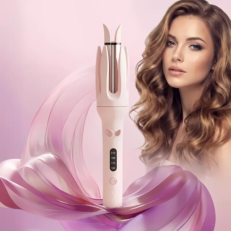 Automatic hair curling iron for women, negative ion rotating hair curler, 28 mm ceramic curling wand with 4 adjustable temperature modes, automatic hair styler for daily, party, and salon use, easy styling tool for long and short hair, travel portable cer