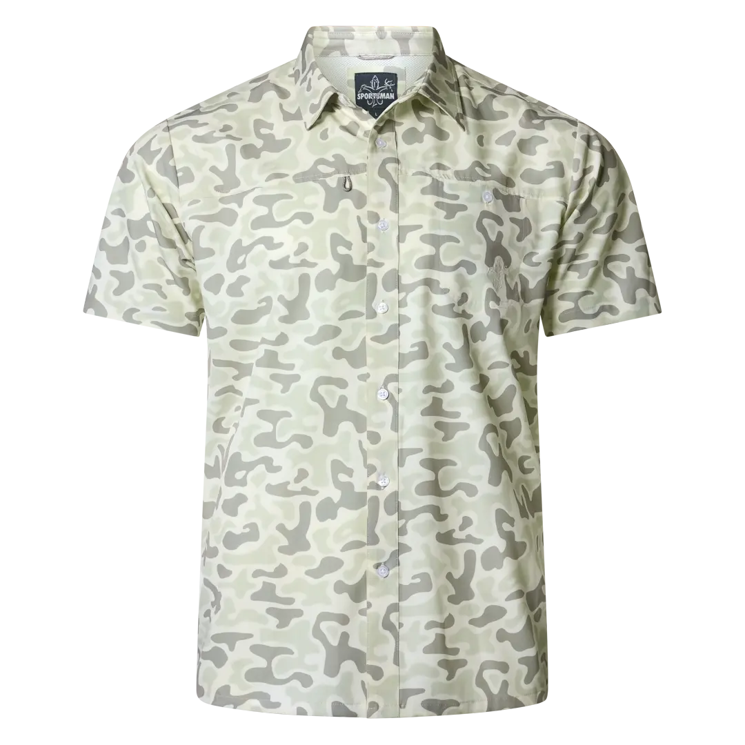 Fly Shirt - Performance lightweight short sleeve button up with vented mesh back and hidden sunglass cleaner
