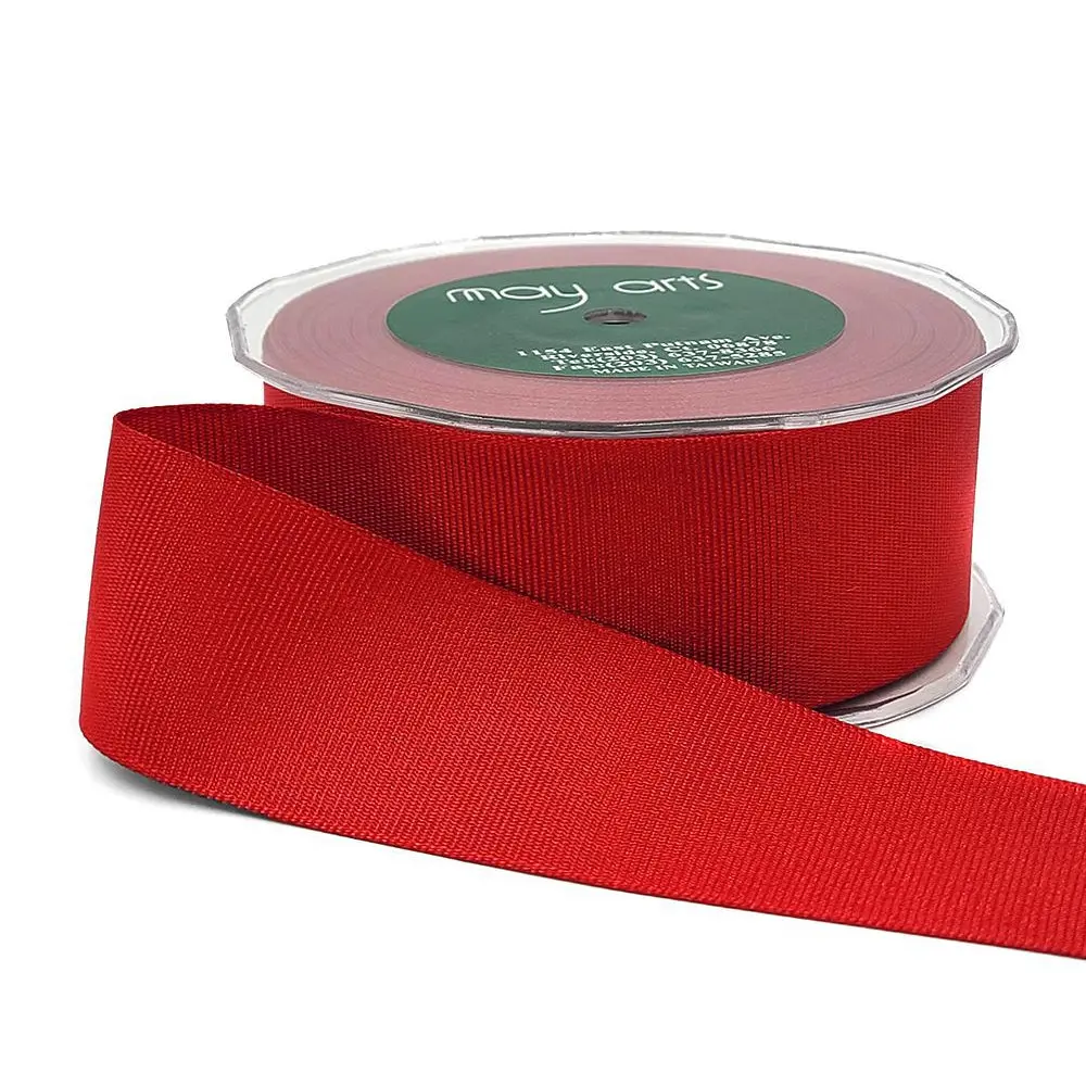 Heavy-Weight Grosgrain Ribbon - Red | 1.5" Width | 25 Yard Roll