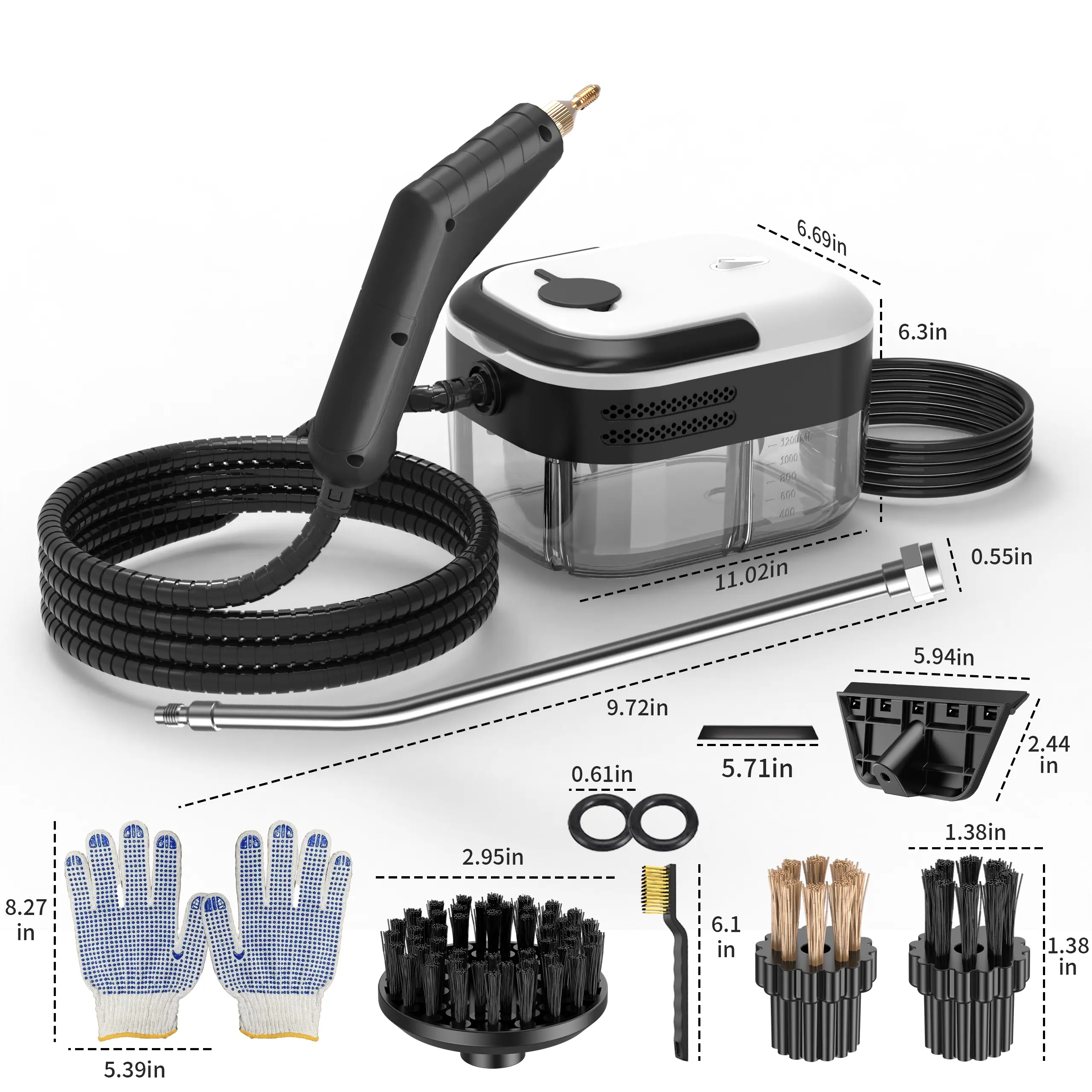 Christmas gift: handheld household steam cleaner with various accessories for multi-scenario use, suitable for steam cleaning cars, range hoods, kitchens, and sofas. Perfect for friends