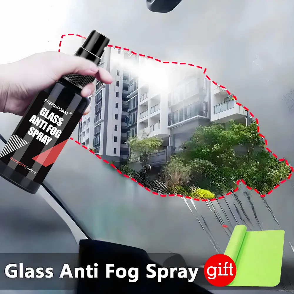 Glass Anti-Fog Spray High-Efficiency Defogger for Car Windshield & Rearview Mirror, Prevents Fogging, Enhances Visibility, Safe for All Mirrors, Car Windshield Cleaner, Car Care Spray
