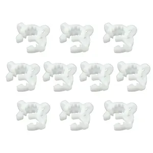 10pcs White Plastic 14mm Diameter Keck Joint Clips Lab Clamp for Glass Standard Conical Interface Ground Glass Joint