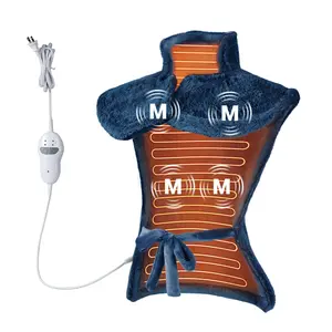 Vibrating Heating Pad for Neck, Shoulders & Back - 24"x35", 2 Heat Levels, 4 Massage Modes, Gift for Men & Women, Dark Blue