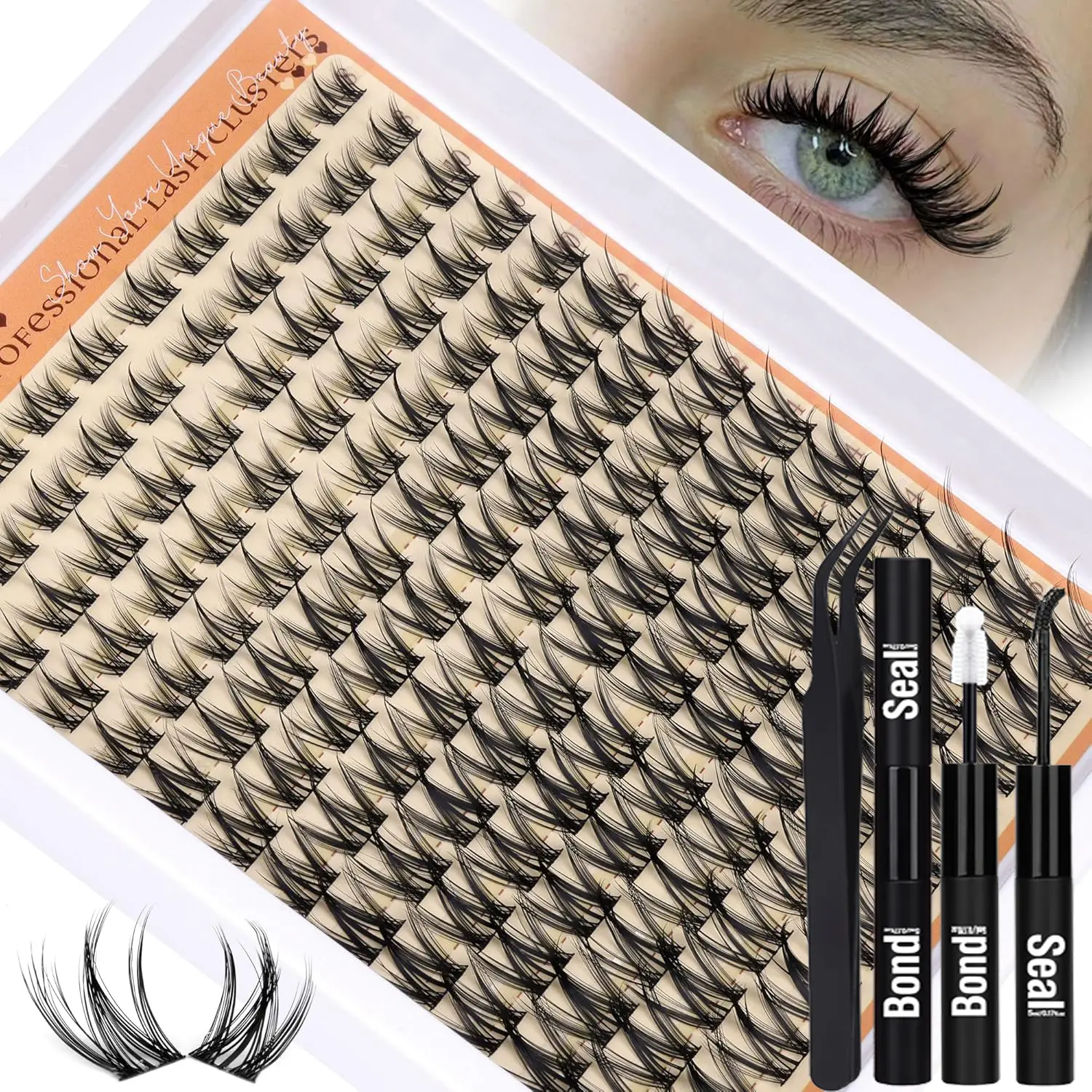 Manga Lash Cluster Set, 140 Pieces, Fluffy D Curl Eyelashes, Mixed Lengths 8-16mm, Natural Look, Beginner Friendly Lashes, Easy Application, Perfect for Beginners, Eyelash Extension