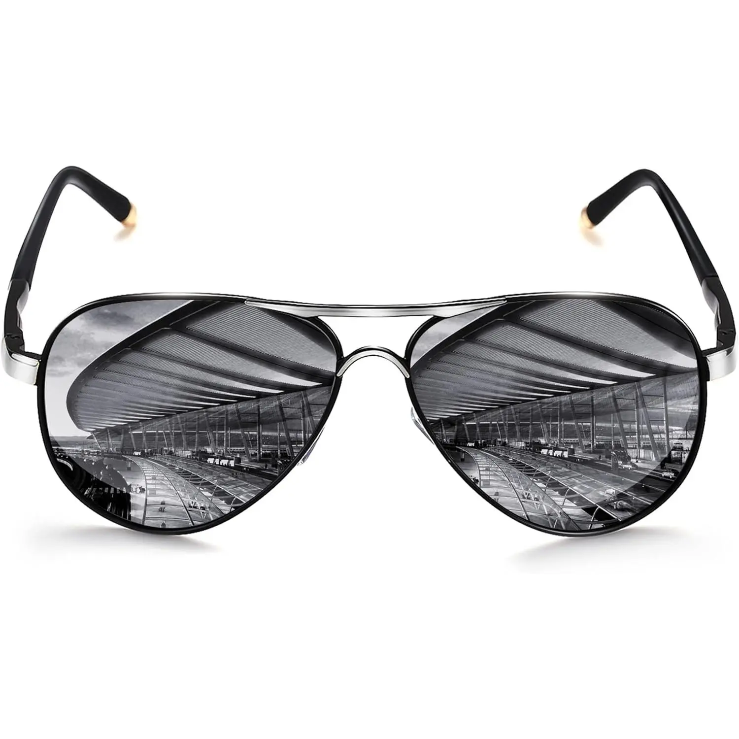 Flat Top Aviator Sunglasses for Men and Women, 58mm Polarized Mirrored Lenses with Lightweight Metal Frame and UV400 Protection, Sunglasses For Women, Men's Sunglasses
