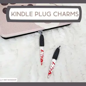 Kindle Dust Plug Charm, Halloween, Spooky, Red, Horror, Knife, Book Lover, Gift, Kindle Charm, Dust Plug