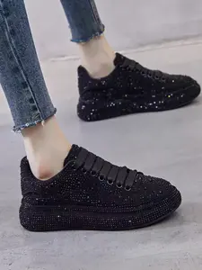 Women's Thick Sole Height Increasing Dad Shoes, Handmade Embellished Fashion Luxury Casual Women's Shoes, Unique Design Comfortable Sneakers