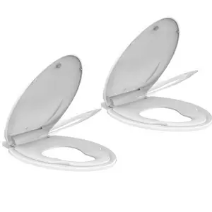 19IN Toilet Seat Round,Toilet Seat with Toddler Seat Built in, Potty Training Toilet Seat Round Fits Both Adult and Child, with Soft Close, Easy Install and Clean - Fits Most Round Toilets Biscuit  Multiple Colors Multiple Colors