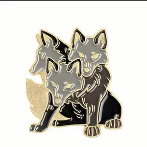 Three headed hellhound wolf enamel pin Three headed hellhound wolf enamel pin