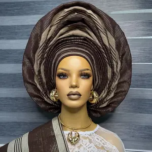 African/Nigerian Big and Bold Auto-Gele for Special Occasions, Ideal for Birthday Celebrations, Weddings, and More