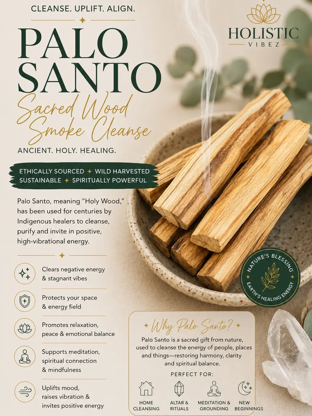 1 Palo Santo (Holy Wood) – Ethically Sourced Natural Incense Stick