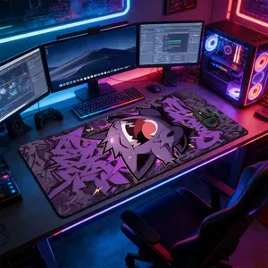 Ghost Graffiti Large Extended Gaming Mouse Pad, Non-Slip Rubber Base, Stitched Lock Edge, Street Art Design, Durable Desk Mat