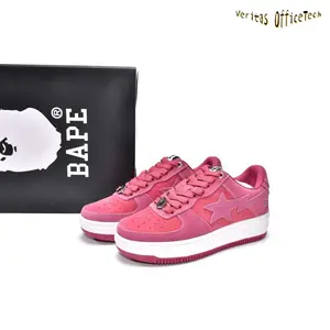 Retro Monotone Hot Pink Suede Leather Board Shoes Embossed Star Accent Low Top Matte Suede Street Casual Walking Sneakers
