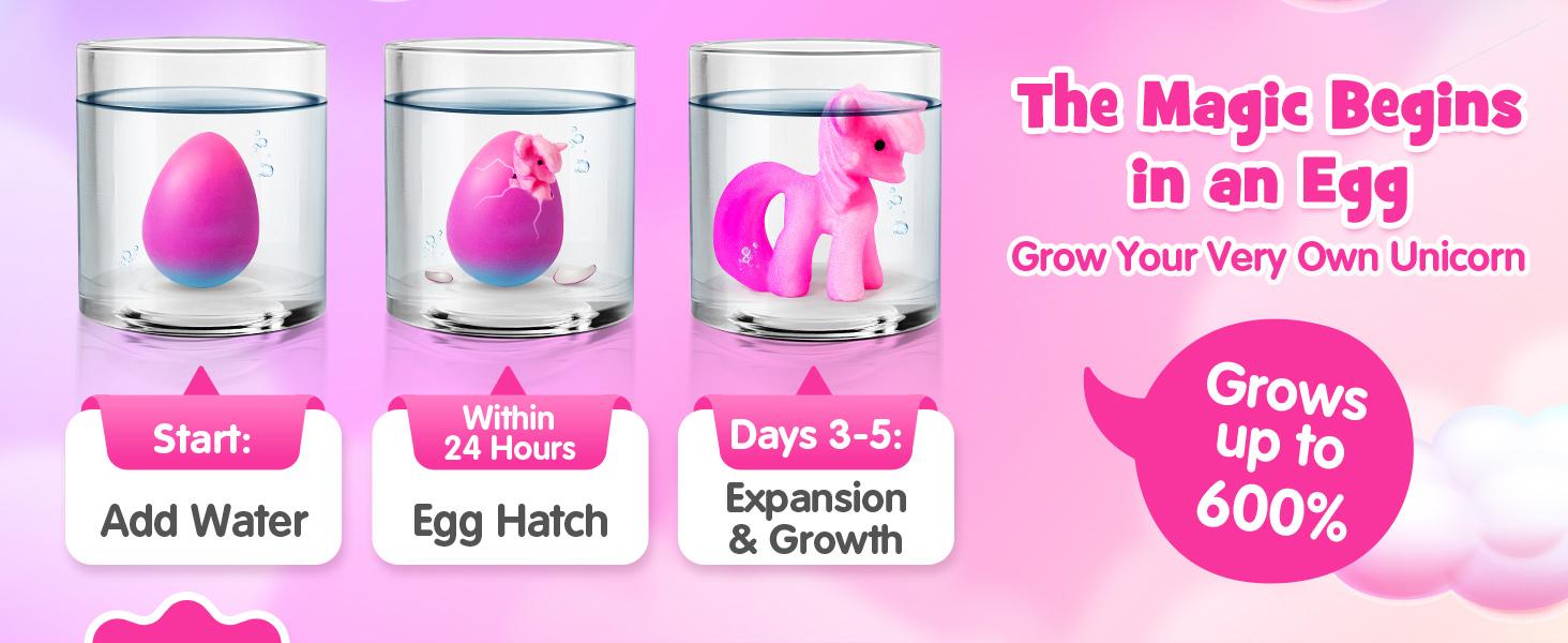 KLSMYHOKI Water Activated Hatching Surprise Eggs 6 Water Activated Unicorn  Grow 600%  for Kids - Capsules