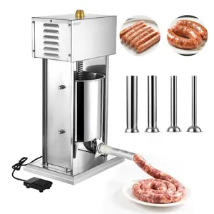 VEVOR Electric Sausage Stuffer, 25 LBS/ 12 L Vertical Meat Stuffer, Stepless Speed Control and Foot Pedal, Stainless Steel Heavy Duty Sausage Filler with 4 Stuffing Tubes, for Commercial Home Use