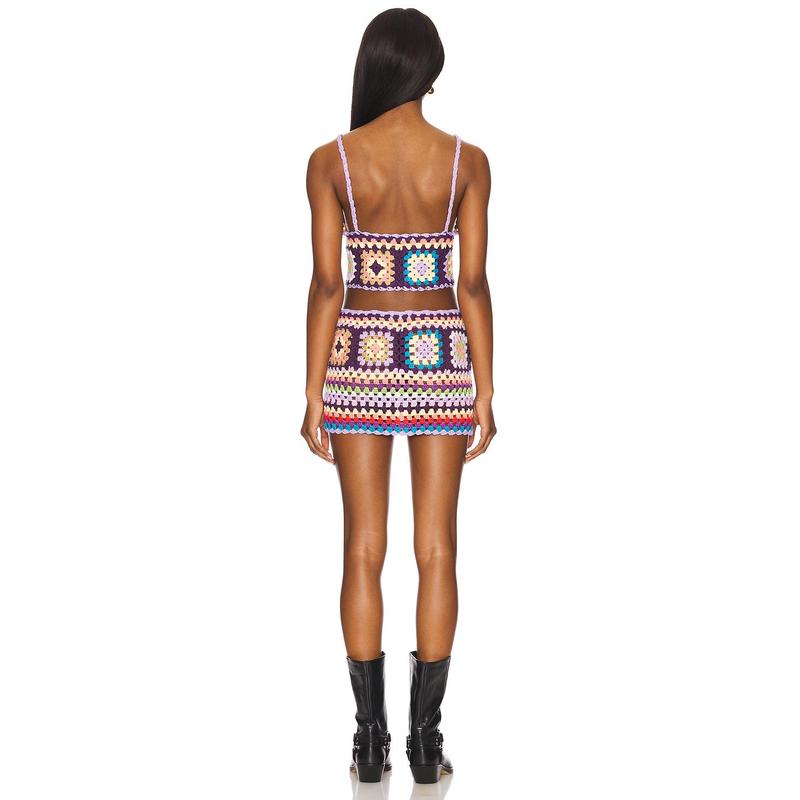 MORE TO COME Alcie Crochet Skirt Set in Multi
