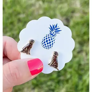 Chocolate Lab Enamel Stud Earrings