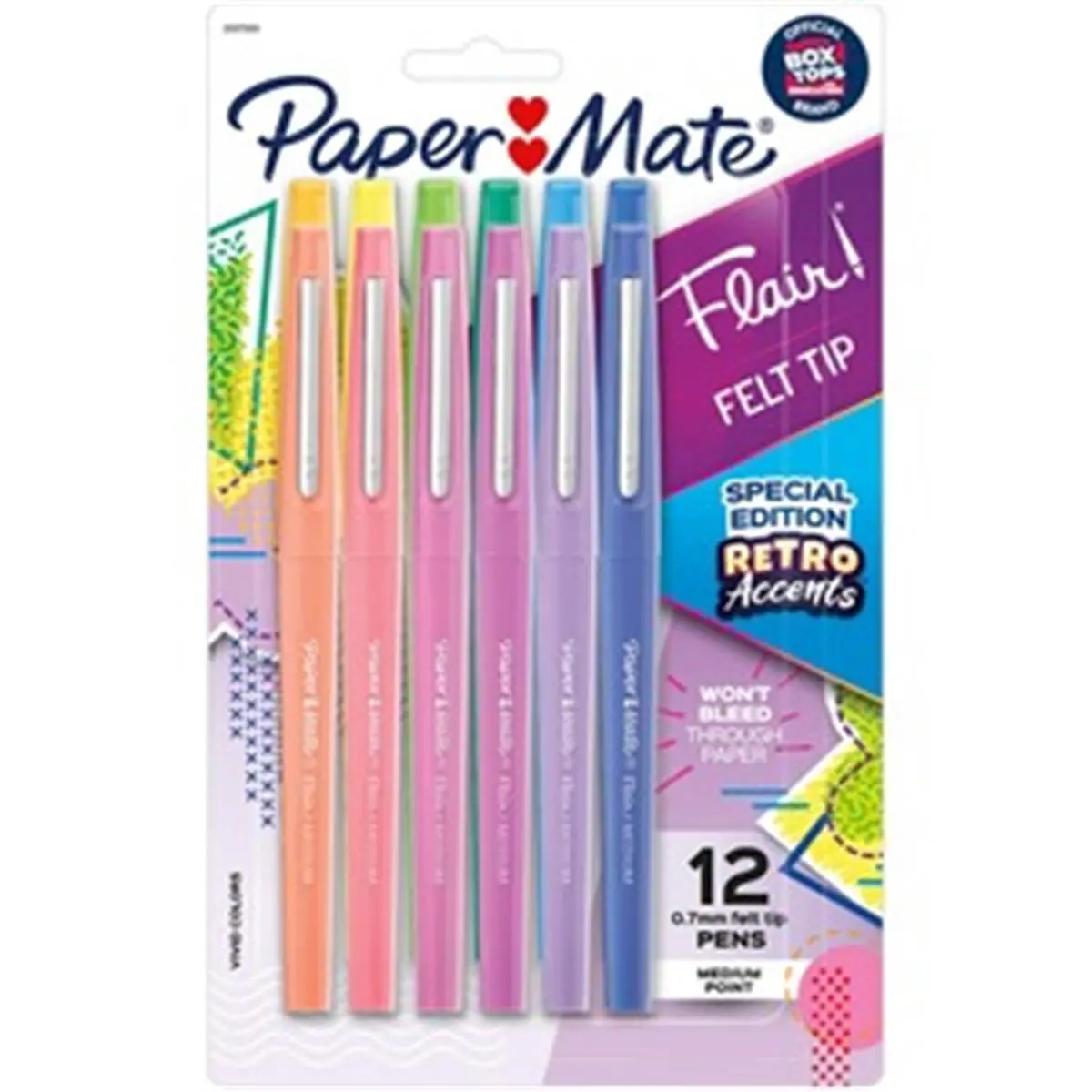 Paper Mate Flair Medium Point Quick Drying Pens with Bleed-Proof Crisp Lines, Assorted Colors, PAP2097886 Model, Pack of 12 - Includes Refills for Home/Office/School Notebooks