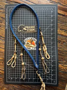 Leather x paracord hybrid lanyard - Blue x Tan