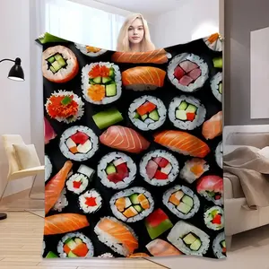 Sushi Pattern Blanket, Soft Comfortable Throw Blanket, Cool Bedroom Bedding Blankets, Warm Napping Blanket for Home Office Travel