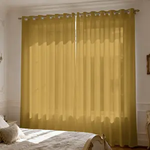 GoldenSemi Sheer Curtains 65 Inches Long 2 Panels for Living Room Dining Room Light Filtering Grommet Window Treatments Drapes Privacy Assured