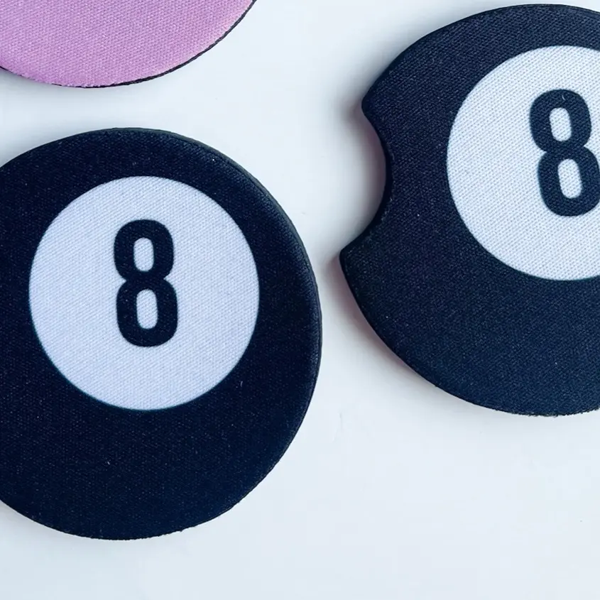 Car Coasters Interior Checkered 8 Ball Pink Checkered Cup Holders - Protective Design for Spills and Stains