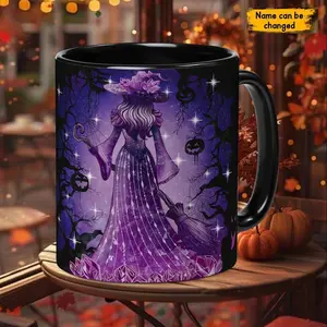 [Sale off up to 50%] Personalized Halloween Witch Mug, Custom Wiccan Coffee Cup Oil Paint Effect Witchy Gifts Witchcraft Teacup Gift for Pagan, Halloween Mug