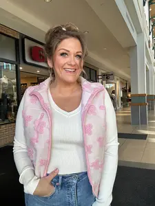 Textured Bow Printed Vest