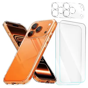 Entronix Bundle Compatible with iPhone 17 Pro - [Hard] Clear Case, 2 Clear Screen Protector & 2 Camera Lens Protectors
