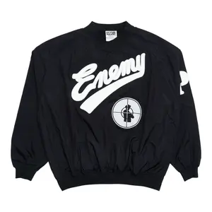 Saint Michael x Public Enemy Saint Enemy Logo Nylon Crewneck Windbreaker Jacket Black White