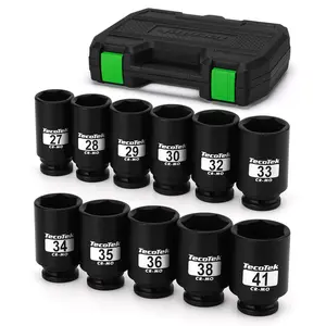 1/2" Drive Deep 6-Point Impact Socket Set, 11-Piece Metric 27-41mm Cr-Mo Axle Nut Socket Set #summervibes#Tecotek