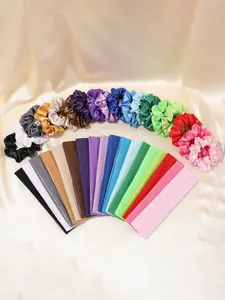 36pcs Sports Headbands Hair Ties Set for Girls, Fitness Running Sweat Absorbent Headbands, Casual Plain Design, All Seasons Use