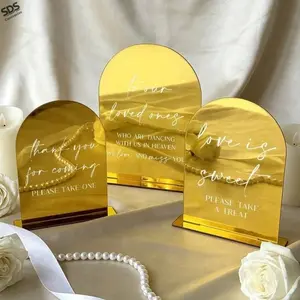 Mirror Acrylic Wedding Sign Set, Luxury Style, Includes Base, Multiple English Slogans, Perfect for Sweet Table, Registration Area, Bar