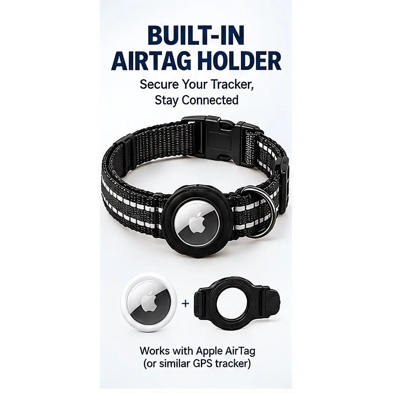 GPS Tracking Cat Collar - Adjustable 8.5"–13.5" Fit, Reflective & Waterproof, 6 Color Options, AirTag Compatible, Durable Nylon Material