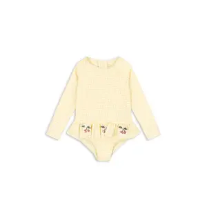 Konges Sløjd ETTA LONG SLEEVE SWIMSUIT - banana almond check