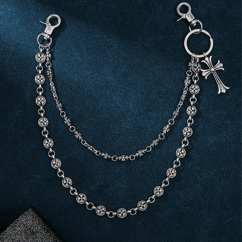 Street Y2K Dark Hip Hop Cross Chain | Unisex Waist Chain Accessory Pants Chain Accessories | Slims Waist, Lengthens Legs, Boosts Visual Silhouette Body Chains Body Jewelry Body Jewellery
