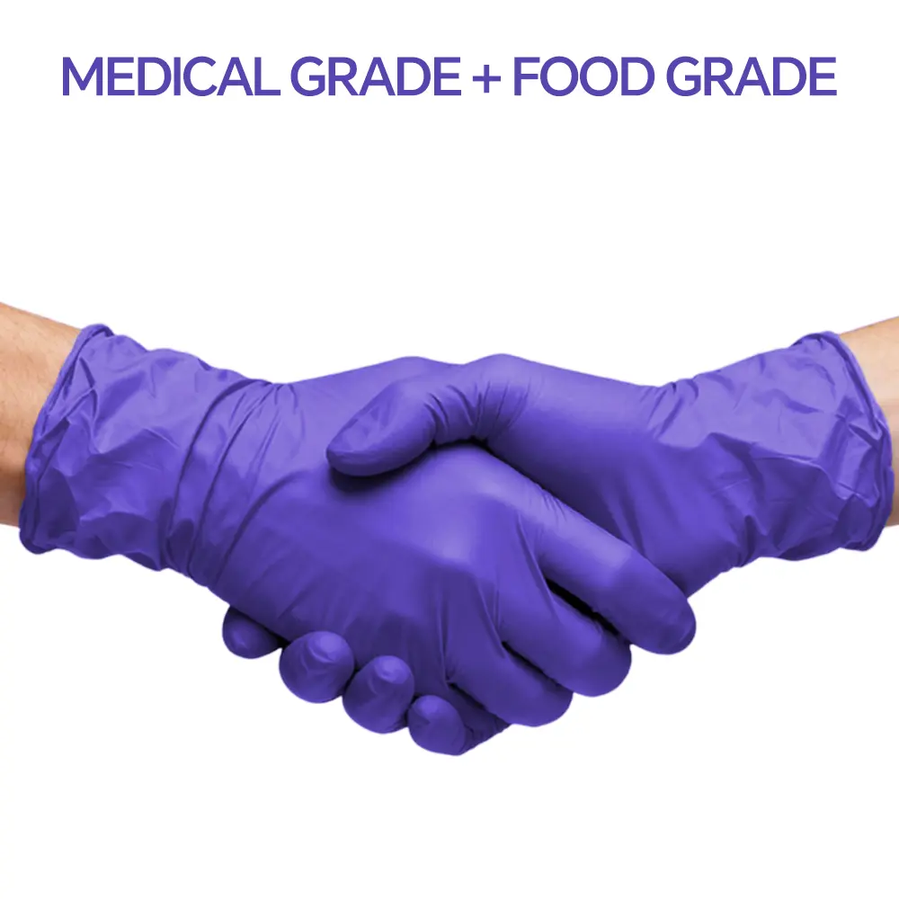 100PCS Nitrile Disposable Gloves for Food Grade Latex Free Waterproof Touch Screen Cleaning Kitchen Personal Textured Grip| 8 mil thicker high-density nitrile | Latex-free & powder-free, hypoallergenic to avoid skin irritation Plastic Rubber