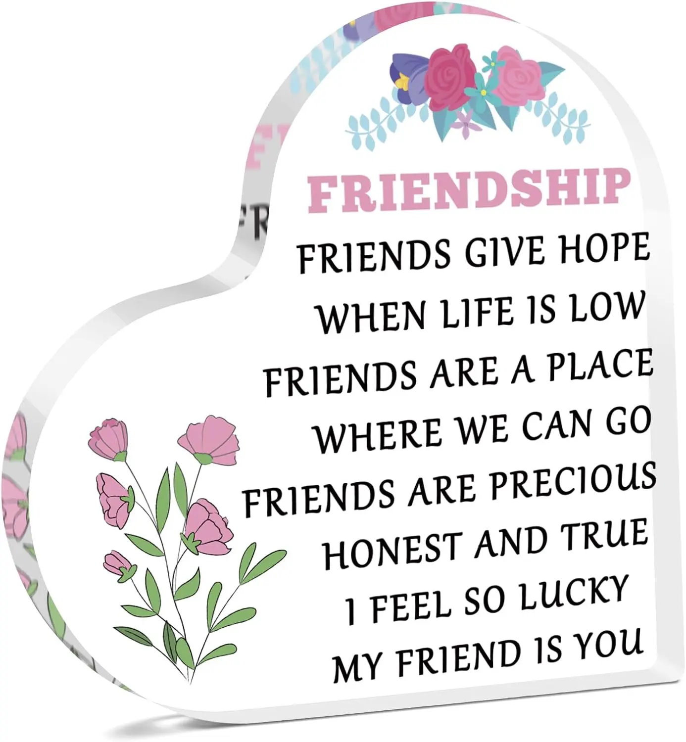 Friendship Gifts for Women Acrylic Sign for Desk Thank You Gifts for Best Friends Sister Coworker Birthday Graduation Present Inspirational Friendship Long Distance Relationship Present Acrylic Plaque