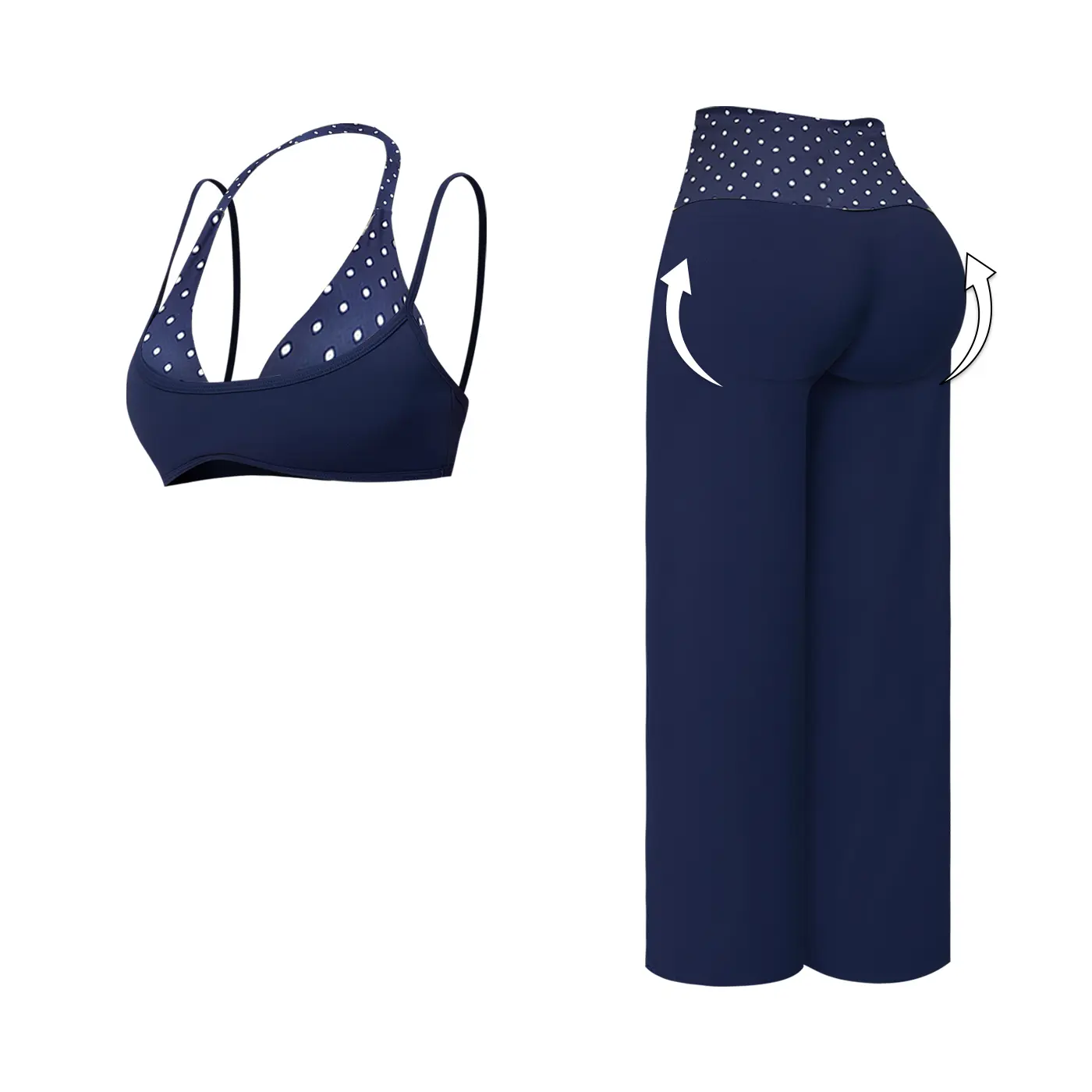 Dark blue with white polka dots