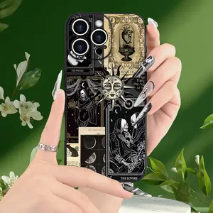 Mysterious Retro Tarot Card Moon Sun Pattern Phone Case, TPU Shockproof Full Coverage Precision Hole Protective Case, Compatible with iPhone 17/16/15/14/13/12/11 PRO PROMAX PLUS AIR E XS XSMAX, Ideal Gift for Friends and Family, YT491
