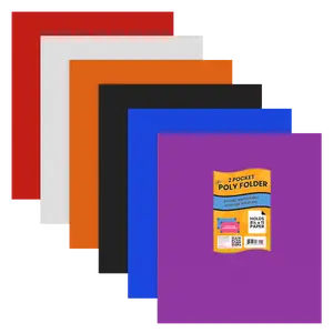 Ultra Poly Pocket Folders - 2-pockets With Business Card Slots, 8.5 X 11 Inches, Assorted Colors