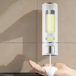 Wall Mounted Soap Dispenser, 1 Count 400ml Manual Soap Dispenser, Hand Sanitizer Bottle, Bathroom Supplies for Home Hotel Salon, Pump