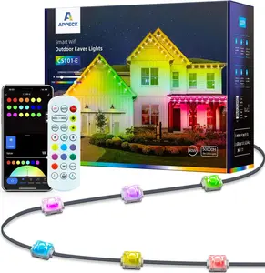 Appeck Permanent Outdoor Lights 100ft, Smart RGB Outdoor Lights with 75 LEDs, IP65 Waterproof LED Eaves Lights, 54 Scene Modes Lighting for Party, Daily, Halloween, Christmas, Roof, Garden, Patios