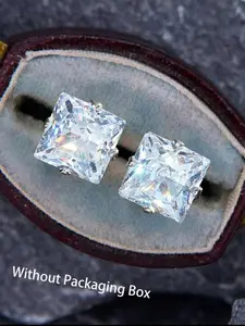 Square Shaped Artificial Gemstone Earrings, Stud Earring Jewelry, Fashionable Jewelry for Women & Men, Punk Style Trendy All-Match & Exquisite Jewelry for Birthday Gift